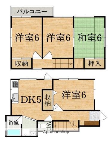 近鉄難波・奈良線 新大宮駅 徒歩16分 2階建 築49年(4DK)の間取り写真