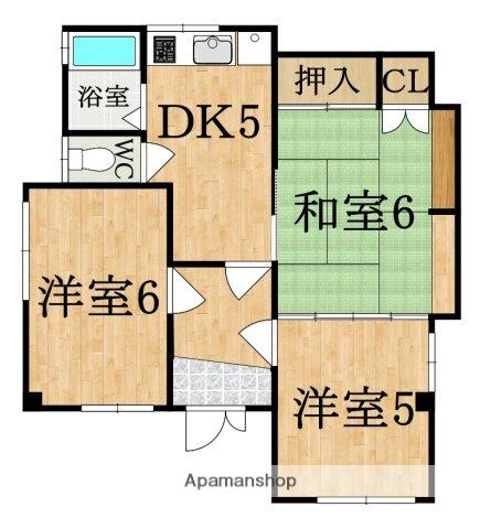 マンション廣岡(3DK/1階)の間取り写真