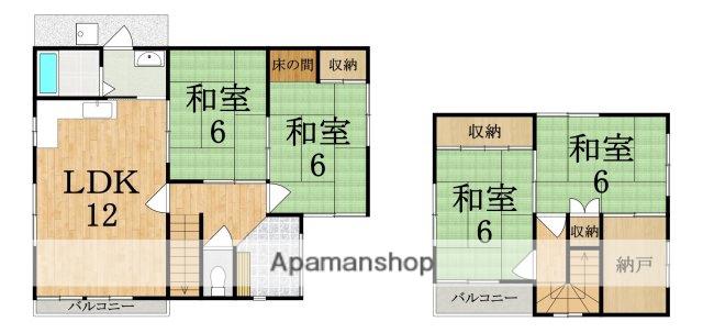 近鉄大阪線 近鉄下田駅 徒歩8分 2階建 築42年(5DK)の間取り写真