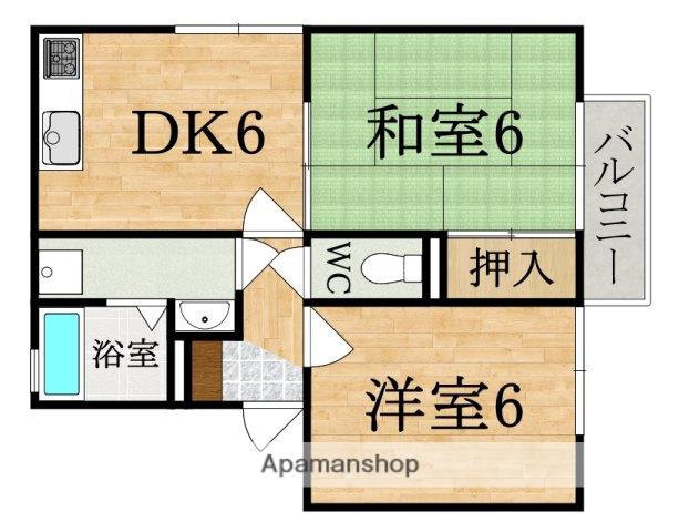 グリーンハイツ東松ケ丘(2DK/1階)の間取り写真