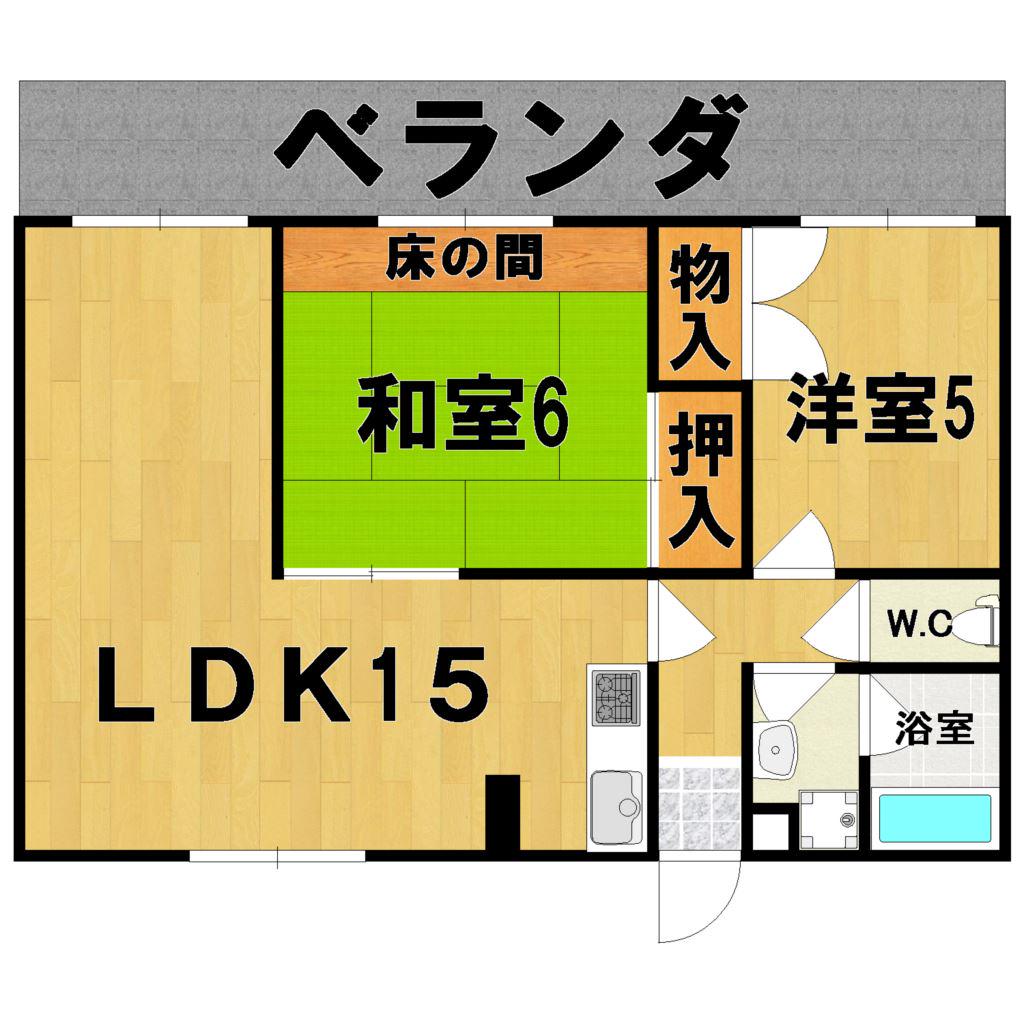 オークリーフ西大寺(2LDK/2階)の間取り写真