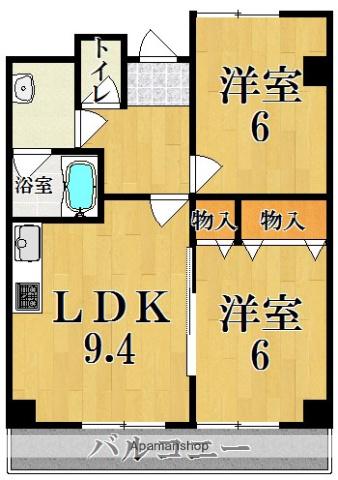 サンシャイン西大寺(2LDK/3階)の間取り写真