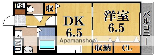 プライムガーデンⅠ(1DK/3階)の間取り写真