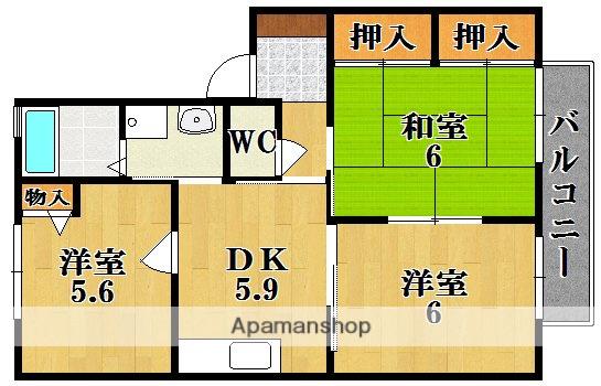 パイン法隆寺(3DK/2階)の間取り写真