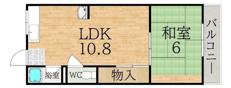 グレーズ鳥見(1LDK/2階)の間取り写真