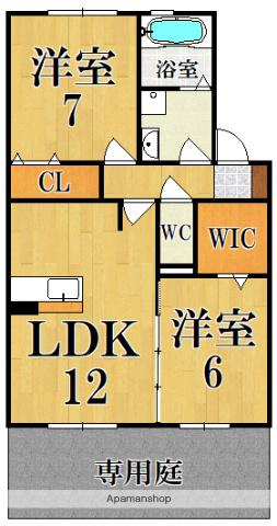リバーラックディライト(2LDK/1階)の間取り写真