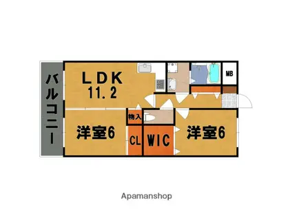 アイリスハイツ7号館(2LDK/2階)の間取り写真