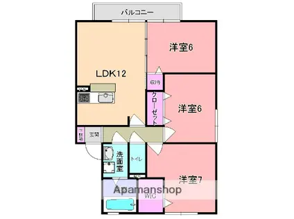 フェアリー C棟(3LDK/2階)の間取り写真