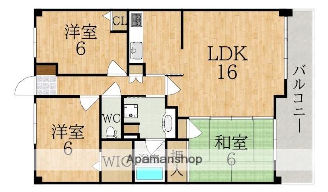 エスバイエルクラスタあやめ池(3LDK/1階)の間取り写真