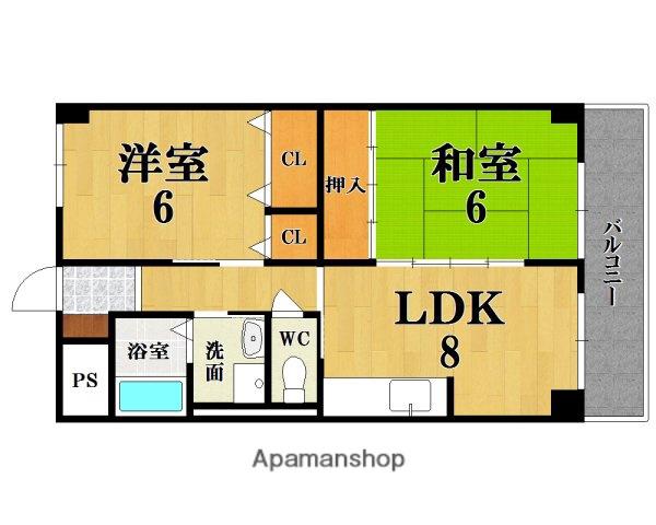 メゾン開宝1号棟(2DK/2階)の間取り写真