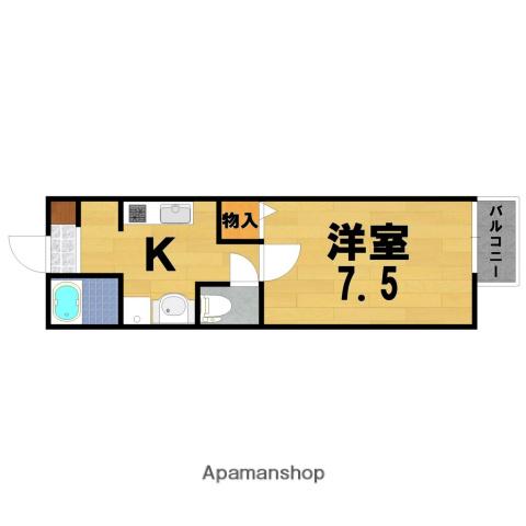パシオ西奈良(1K/1階)の間取り写真