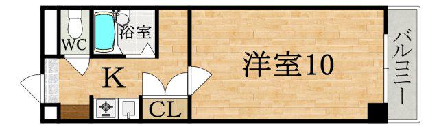 グランシャリオ生駒(1K/2階)の間取り写真