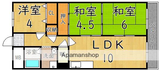 ランプリ築山(3LDK/3階)の間取り写真