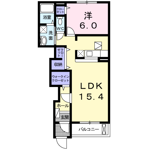 ハイグレース(1LDK/1階)の間取り写真