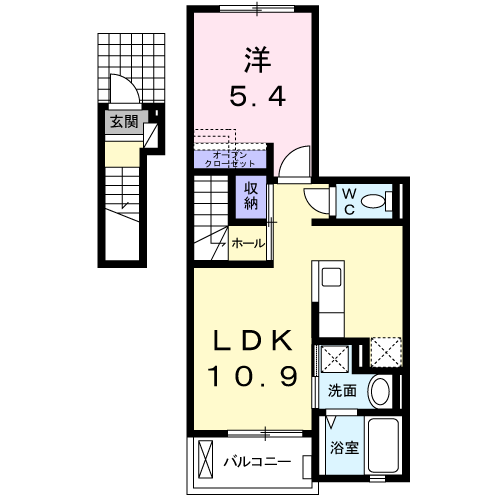 アンシェント・スリー(1LDK/2階)の間取り写真