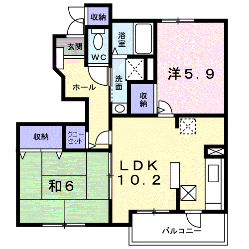 グリーンヒルズハナハナ(2LDK/1階)の間取り写真