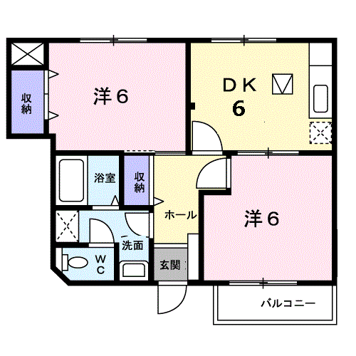 カーサベルデⅠ(2DK/1階)の間取り写真