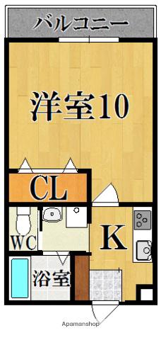 シャルマン尼ヶ辻(1K/2階)の間取り写真