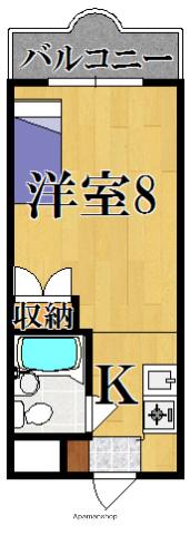 マンション万葉Ⅱ(1K/2階)の間取り写真