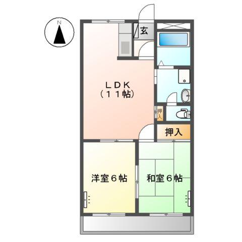 フローラルコートⅡ番館(2LDK/3階)の間取り写真