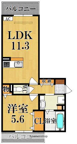 エレガントコートマユカ西大寺(1LDK/3階)の間取り写真