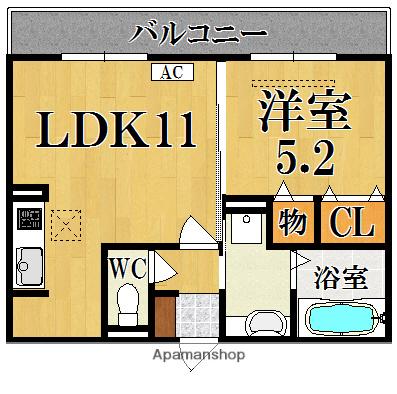 エレガントコートマユカ西大寺(1LDK/1階)の間取り写真
