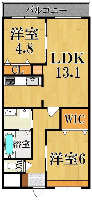 関西本線 大和小泉駅 徒歩10分 2階建 築8年(2LDK/1階)の間取り写真