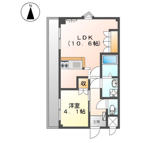 ピアコート木原Ⅱ(1LDK/2階)の間取り写真