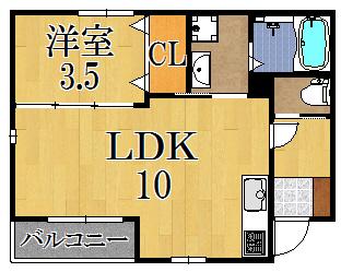 カーサ・リエット アリア B(1LDK/1階)の間取り写真