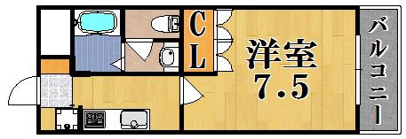 DEARCOURT(1K/2階)の間取り写真