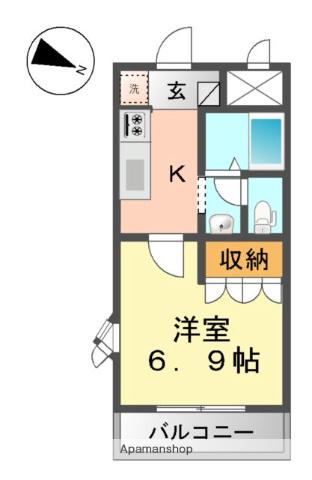 レジェンドール西ノ京(1K/2階)の間取り写真