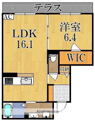 ロイスタ西大寺(1LDK/1階)の間取り写真