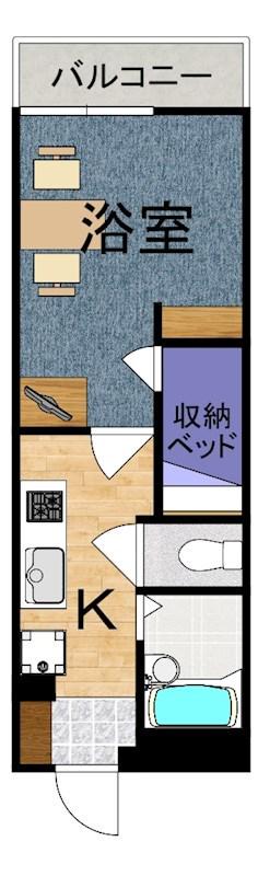 レオパレスヴィルヌーブ大和王寺(1K/1階)の間取り写真