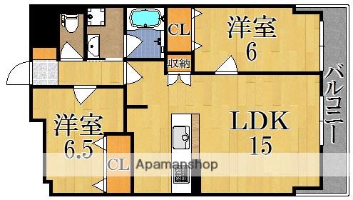 グリュックメゾン西大寺(2LDK/8階)の間取り写真