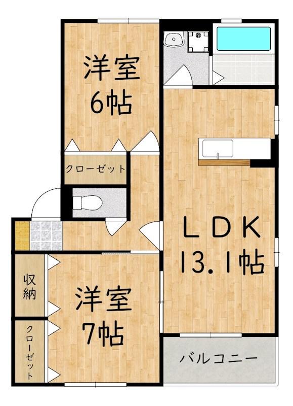 フローレンスII(2LDK/2階)の間取り写真