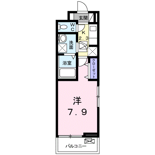 キアーロ 下田(1K/1階)の間取り写真