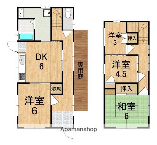 和歌山線 畠田駅 徒歩25分 2階建 築53年(4DK)の間取り写真