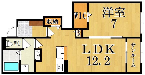ルミエール(1LDK/1階)の間取り写真