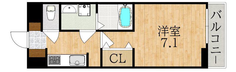 ラ・ステラ学園前(1K/1階)の間取り写真