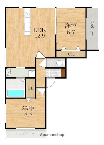 アイメゾン誓願寺(2LDK/2階)の間取り写真