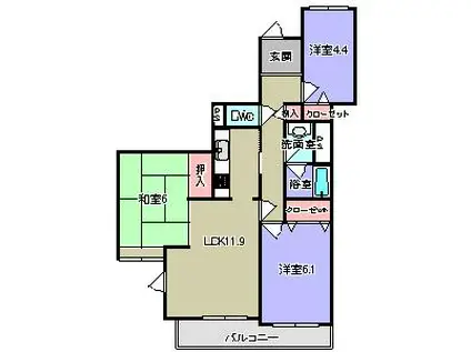 パーク・ノヴァあやめ池(3LDK/3階)の間取り写真