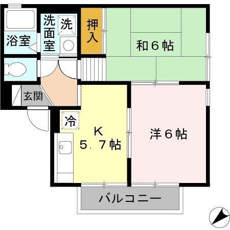 スペースMHMA棟(2K/1階)の間取り写真