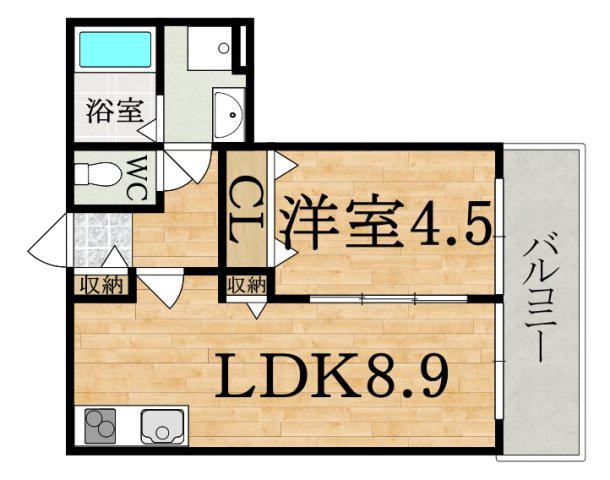 クレアール五位堂(1LDK/2階)の間取り写真