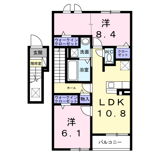 カリーノ2(2LDK/2階)の間取り写真