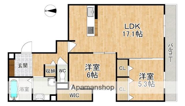 カサ・リチェル(2LDK/2階)の間取り写真