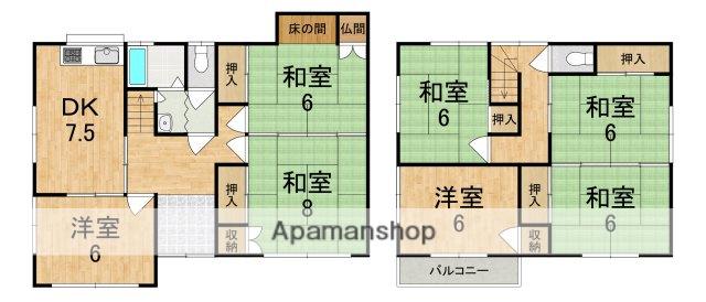和歌山線 志都美駅 徒歩18分 2階建 築45年(7DK)の間取り写真
