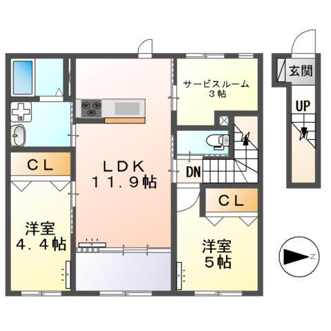 アンソレイエ橿原(2SLDK/2階)の間取り写真