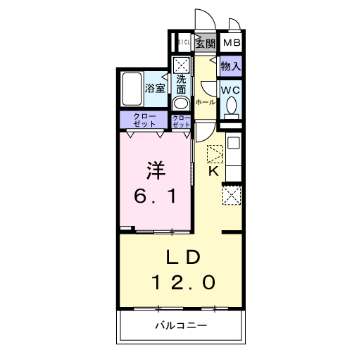SUNLIT大和郡山(1LDK/1階)の間取り写真