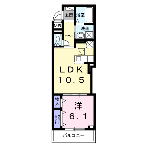 SUNLIT大和郡山(1LDK/1階)の間取り写真