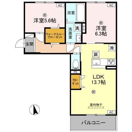 リジェールイースト(2LDK/1階)の間取り写真